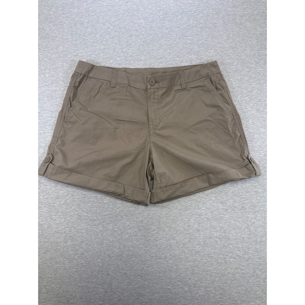 Liz Claiborne Womens Khaki Chino Shorts Size 12 Brown Cuffed‎ Utility Casual